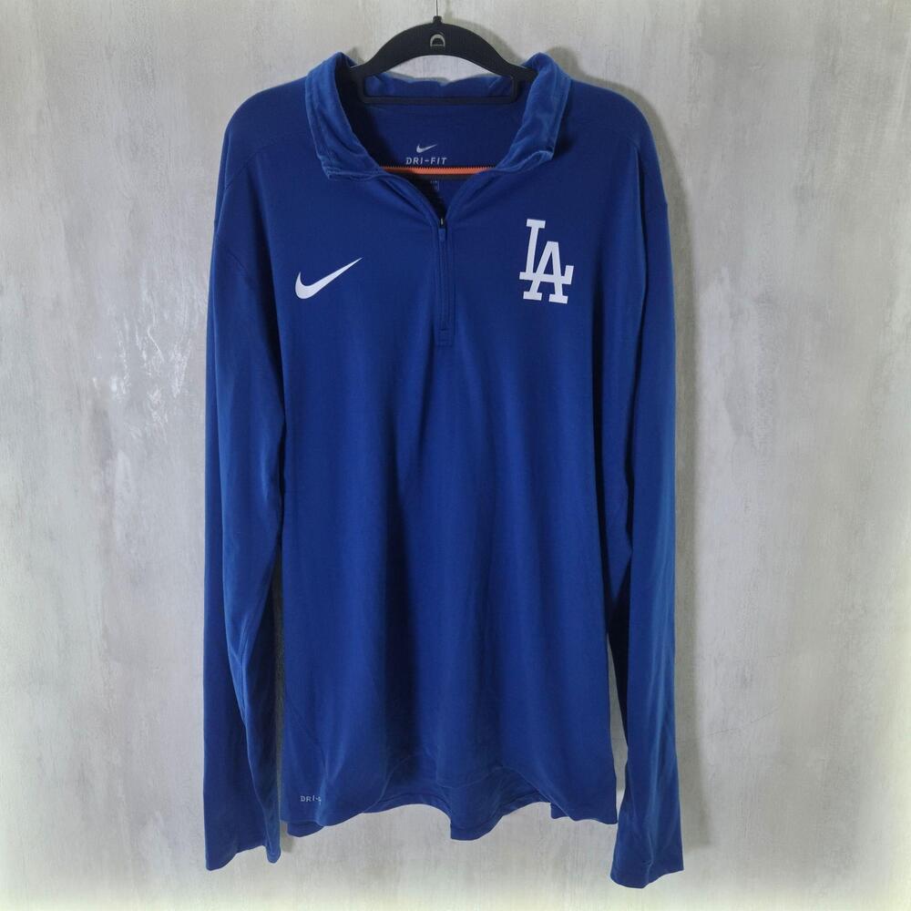 Los Angeles Dodgers Shirt Mens XL Blue MLB Baseball Nike Dri Fit Quarter Zip